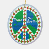 地球のクリスマスの平和 セラミックオーナメント (左)