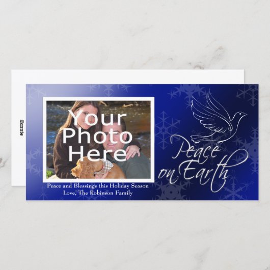 地球のクリスマスまたはハヌカーの写真カードの平和 シーズンカード (正面/裏面)