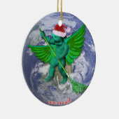 地球のクリスマスツリーのオーナメントの緑の天使の平和 セラミックオーナメント (右)