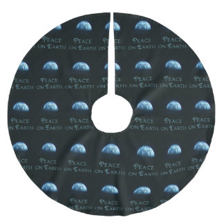 地球のクリスマスツリーのスカートの平和 ブラッシュドポリエステルツリースカート