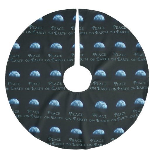 地球のクリスマスツリーのスカートの平和 ブラッシュドポリエステルツリースカート (正面)