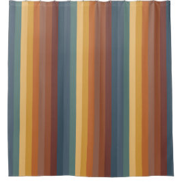 地球のトーン付き垂直ストライプ シャワーカーテン