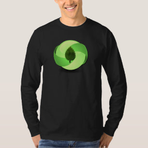 地球のフレンドリーな長袖の黒のTシャツ Tシャツ