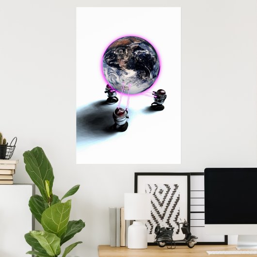 地球のポスターを宙に浮かべる ポスター (ホームオフィス)