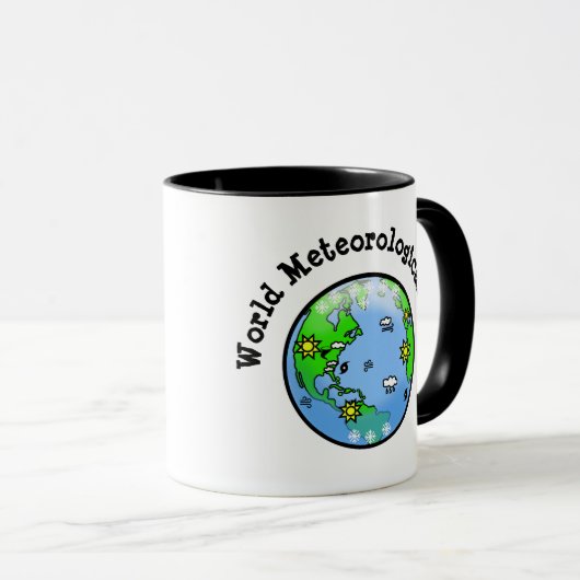 地球のマグカップを持つ世界気象日 マグカップ (正面右)