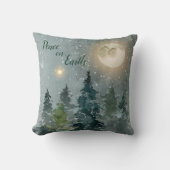 地球のモダンな水彩画のクリスマスの休日の平和 クッション (正面)