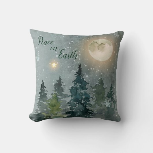 地球のモダンな水彩画のクリスマスの休日の平和 クッション (正面)