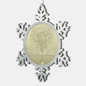 地球のヨガの木の平和 スノーフレークピューターオーナメント (右)