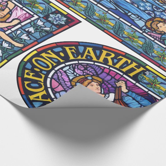 地球のラファエロ前の画家のステンドグラスの平和 ラッピングペーパー (角)