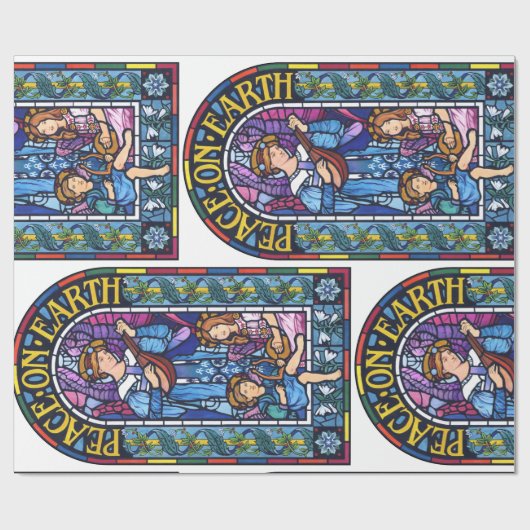 地球のラファエロ前の画家のステンドグラスの平和 ラッピングペーパー (フラット)