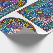 地球のラファエロ前の画家のステンドグラスの平和 ラッピングペーパー (角)