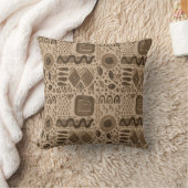 地球のリズム – 茶色の民族アフリカのパターン クッション (ブランケット)