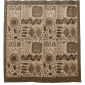 地球のリズム – 茶色の民族アフリカのパターン シャワーカーテン (正面)