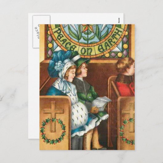 地球のヴィンテージのクリスマスの郵便はがきの平和 シーズンポストカード (正面/裏面)