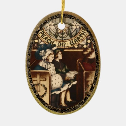 地球のヴィンテージの平和 セラミックオーナメント (正面)