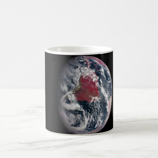 地球の上で植物の成長。 コーヒーマグカップ (中央)