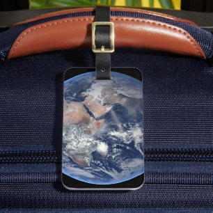 地球の上の東半球。 ラゲッジタグ