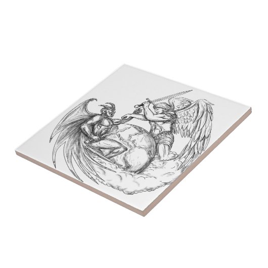 地球の世界の入れ墨上の天使の戦いの鬼 タイル (側面)