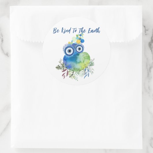 地球の丸いステッカーにクラシック親切である ラウンドシール (バッグ)