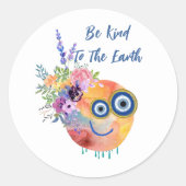 地球の丸いステッカーにクラシック親切である ラウンドシール (正面)