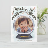 地球の休日の写真カードの雪の地球の平和 シーズンカード (スタンド正面)