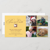 地球の休日の挨拶に黄色い茶色の鳩の平和 シーズンカード (正面/裏面)