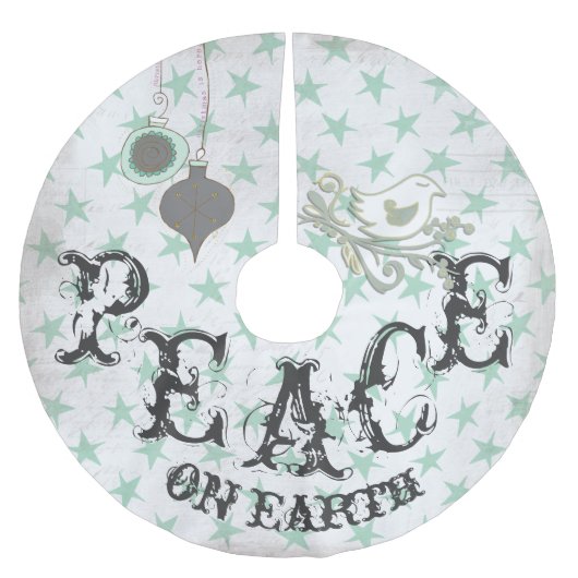 地球の休日の木のスカートの平和 ブラッシュドポリエステルツリースカート (正面)