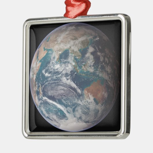 地球の全体像が世界のデータを示している メタルオーナメント (左)