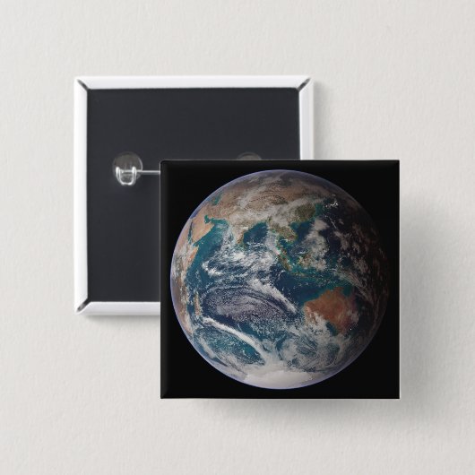 地球の全体像が世界のデータを示している 缶バッジ (正面&裏面)