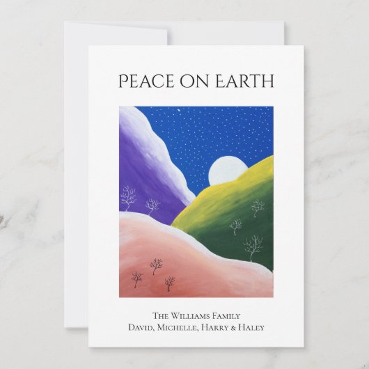 地球の冬のクリスマスカラフル平和 シーズンカード (正面)