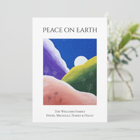 地球の冬のクリスマスカラフル平和 シーズンカード (スタンド正面)