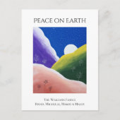 地球の冬のクリスマスカラフル平和 シーズンポストカード (正面)