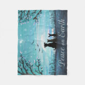 地球の冬の日没の平和 フリースブランケット (正面)