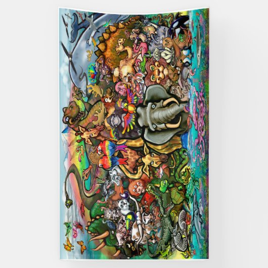 地球の動物 横断幕 (縦)