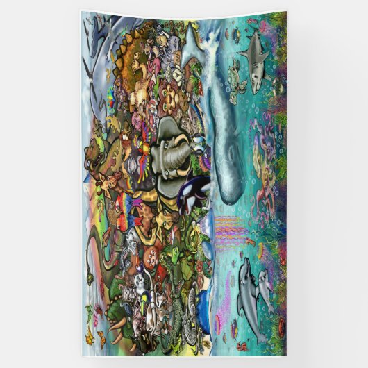 地球の動物 横断幕 (縦)