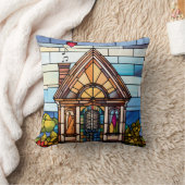 地球の合唱団 – リトルハウスステンドグラス –  クッション (ブランケット)