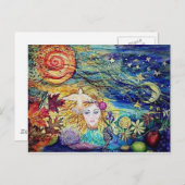 "地球の喜び"オリジナルの水の色絵を描の ポストカード (正面/裏面)