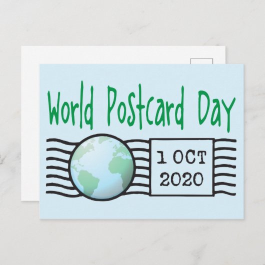 地球の地球の地図と郵便と世界のはがき日 ポストカード (正面/裏面)