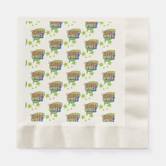 地球の地球環境デー救グリーンビア 縁ありランチョンナプキン (正面)