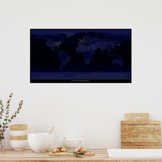 地球の夜景 ポスター (キッチン)
