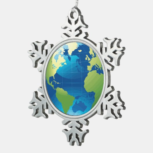 地球の大陸地球儀のオーナメント スノーフレークピューターオーナメント (右)