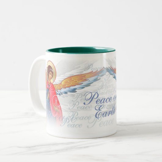 地球の天使のマグの平和 ツートーンマグカップ (正面左)