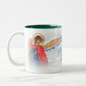 地球の天使のマグの平和 ツートーンマグカップ (左)