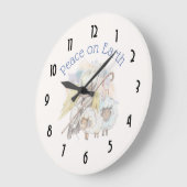 地球の天使の羊飼い及び子ヒツジの平和 ラージ壁時計 (傾斜)