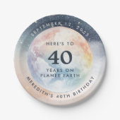 地球の天空40歳の誕生日 ペーパープレート (正面)