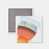 地球の層を示す図、クローズアップ。 マグネット (正面/裏面)