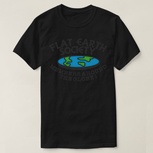 地球の平のまわりに地球社会 Tシャツ (デザイン正面)