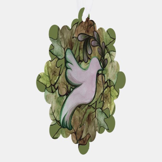 地球の平和と世界の平和への希望の鳩 オーナメントカード (右)