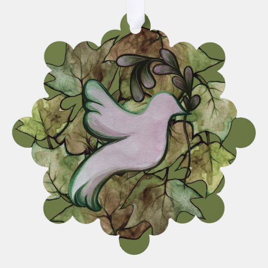 地球の平和と世界の平和への希望の鳩 オーナメントカード (裏面)