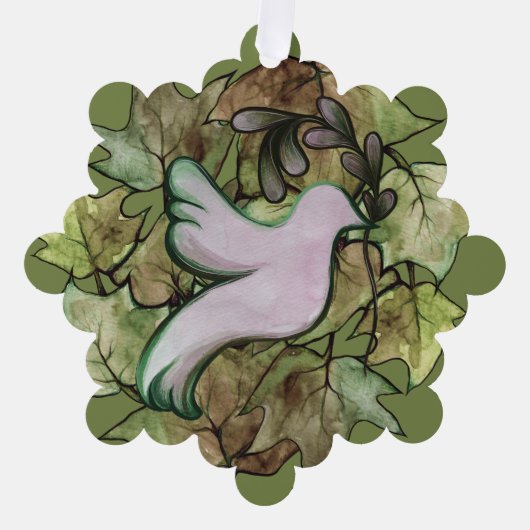 地球の平和と世界の平和への希望の鳩 オーナメントカード (正面)